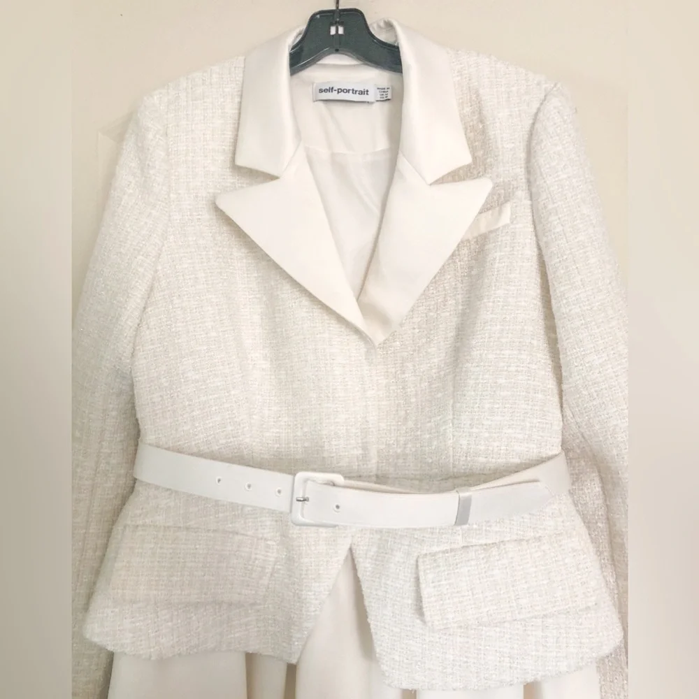 Self - Portrait Tailored Cream Color Boucle Mini Dress - Picture 8 of 16